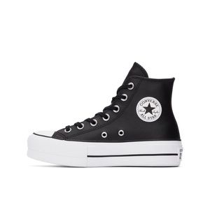 Black Leather Platform Sneakers